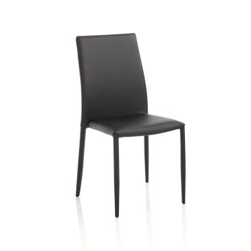 Sæt med 4 Licra stole lavet af metal og betrukket med imiteret læder