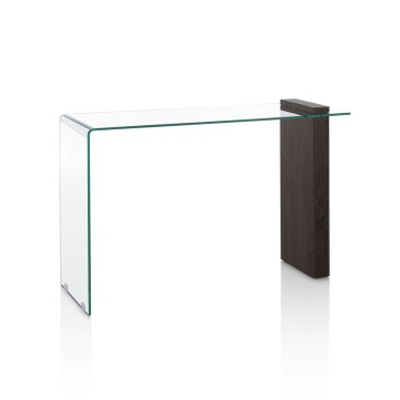 Fixed console in glass and wood suitable for entrance | kasa-store