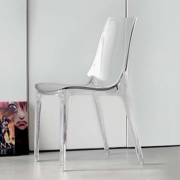 Conjunto La Seggiola Valery de 4 cadeiras de policarbonato transparente