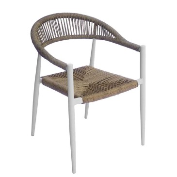 Chaise de jardin Milano avec structure en aluminium et assise et dossier en osier twist