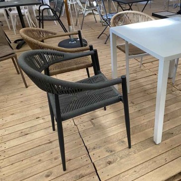Milano garden chair in aluminum and wicker | kasa-store