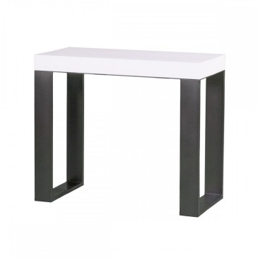 Tecno extendable console with metal structure and foldin-worked wooden top