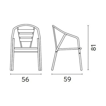 Barstol med armlæn i aluminium | kasa-store