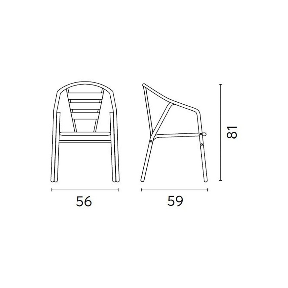 Cadeira alta com braços em alumínio | kasa-store