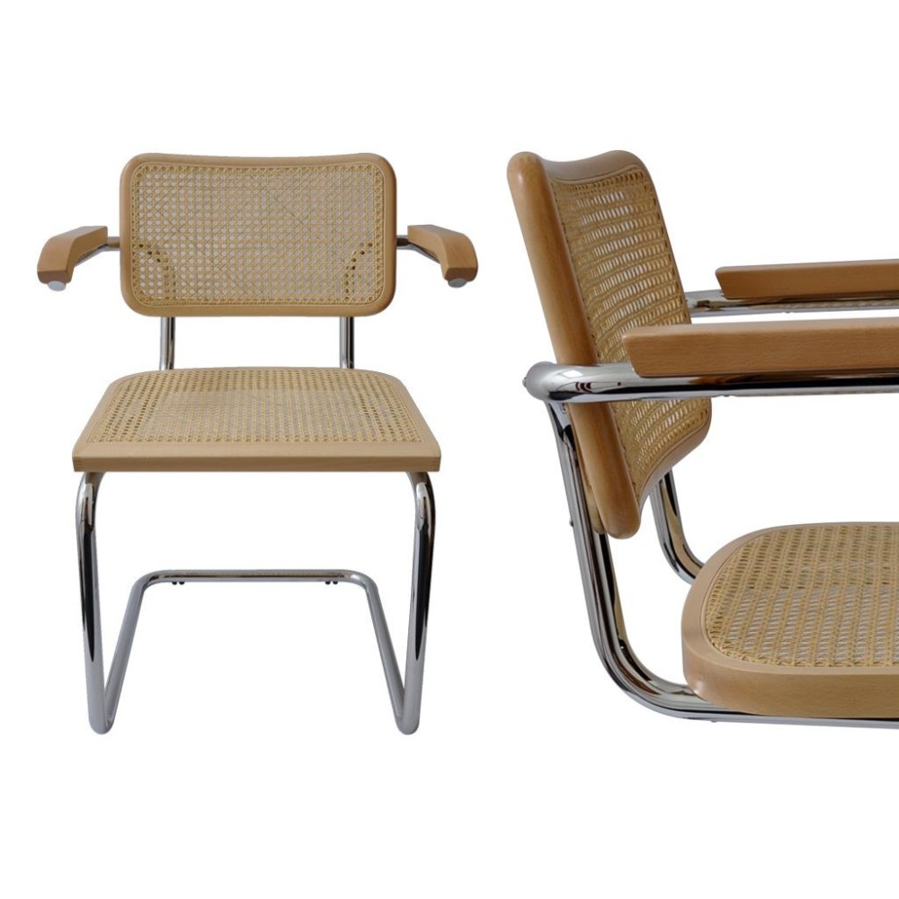 Reedición de la silla Cesca de Marcel Breuer con estructura en acero y caña