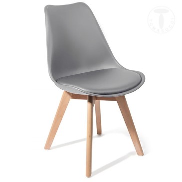 Cadeira de couro ecológico Tomasucci Kiki Evo Wood | kasa-store