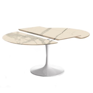 Επεκτάσιμο στρογγυλό τραπέζι Tulip με επάνω μέρος laminam | kasa-store