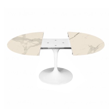Extendable oval Tulip table with laminam top | kasa-store