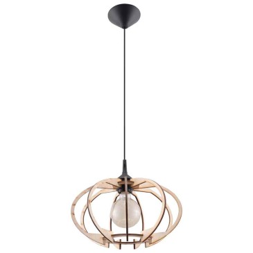 Mandelino pendant lamp by Sollux with wooden lampshade