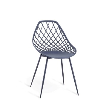 Set van 4 Diva stoelen met metalen structuur en polypropyleen schaal