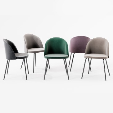 La Seggiola set of 4 Lulù chairs with metal leg and velvet covering