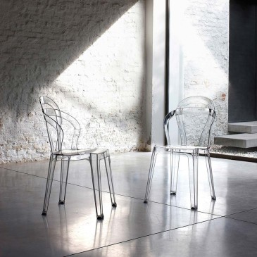 Conjunto de cadeiras de policarbonato transparente