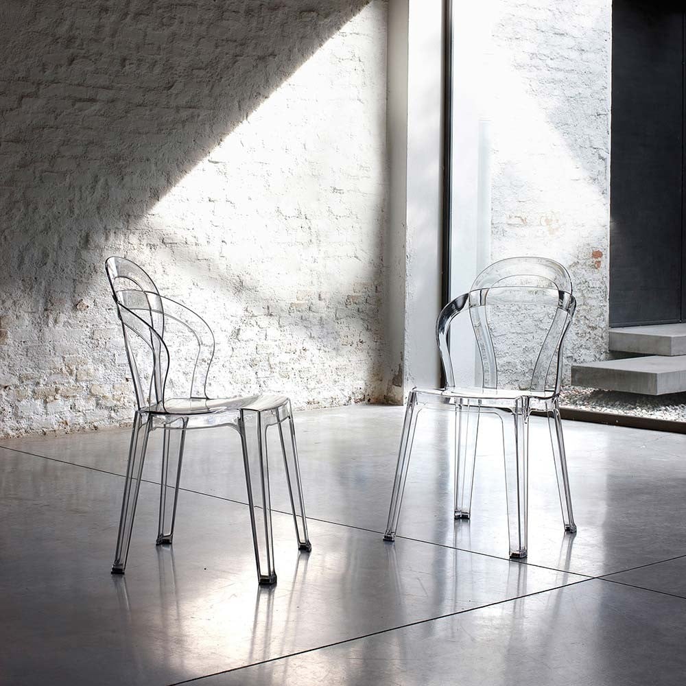 Set transparante polycarbonaat stoelen