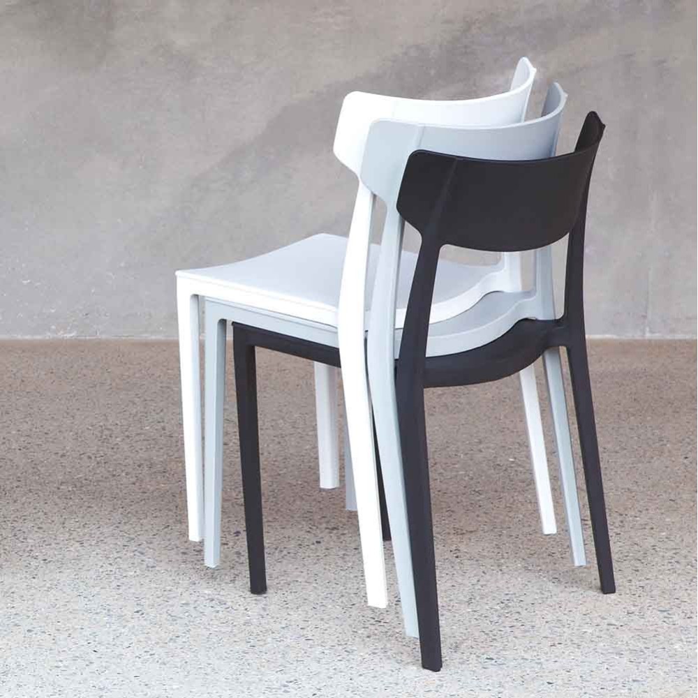 Set of stackable polypropylene outdoor chairs