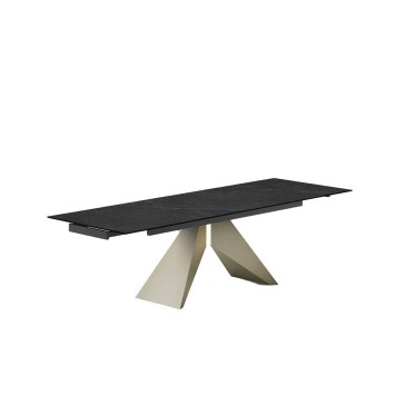 Denver uitschuifbare tafel met keramisch blad met marmereffect