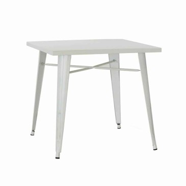 Industrial fixed table with metal structure and top