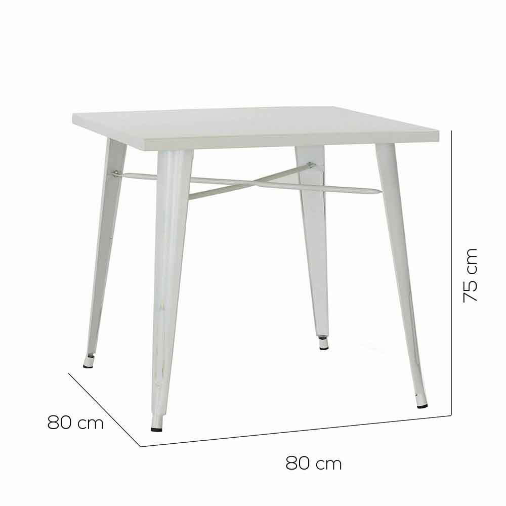 Industrial fixed table with metal structure and top
