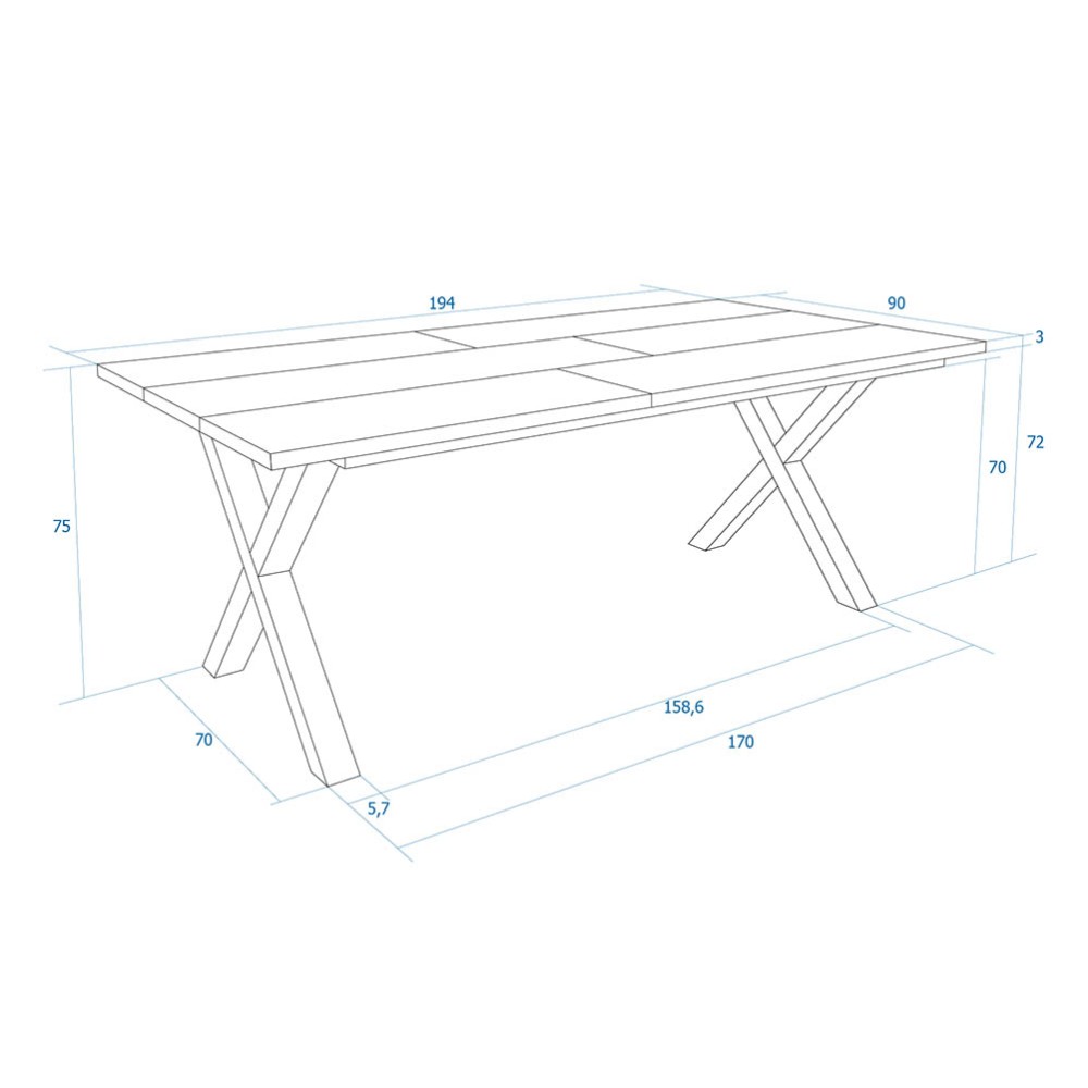 Økonomisk rektangulært bord velegnet til køkken eller stue | kasa-store