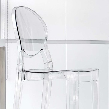 Set of polycarbonate chairs with or without armrests