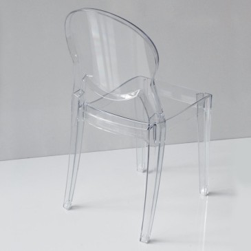 Set of polycarbonate chairs with or without armrests