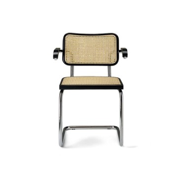 Re-edition av Cesca stol av Marcel Breuer med struktur i stål och käpp
