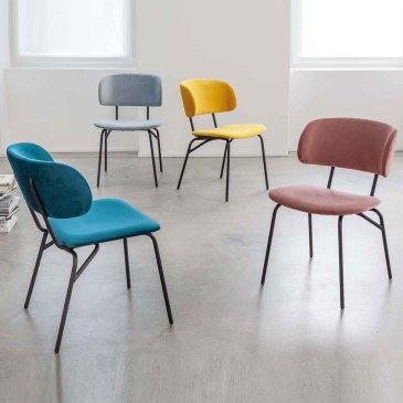 La Seggiola Juliette σετ με 2 καρέκλες με βαμμένη μεταλλική κατασκευή, ανθεκτικό στους λεκέδες κάλυμμα