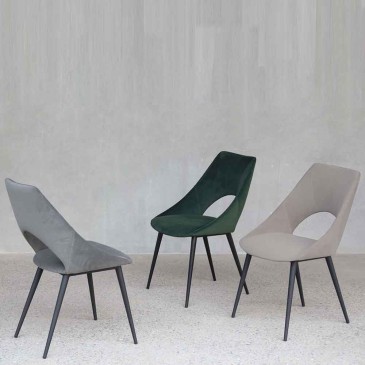 La Seggiola Barcellona sett med 2 stoler med metallstruktur dekket med fløyel