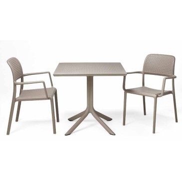 Set of 5 outdoor tables in perforated polypropylene