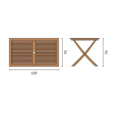 Lipari folding table in teak wood