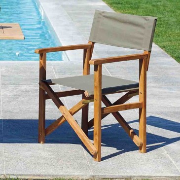 Conjunto Capri de dos sillas de director en madera de algarrobo