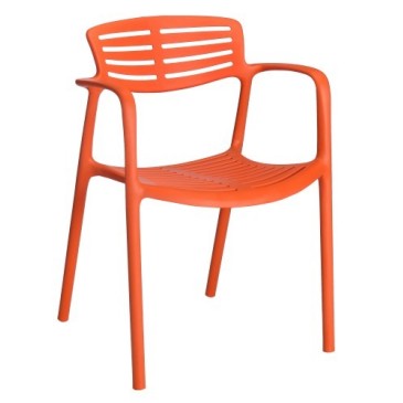 Set of 18 stackable polypropylene outdoor chairs with armrests available in various colours