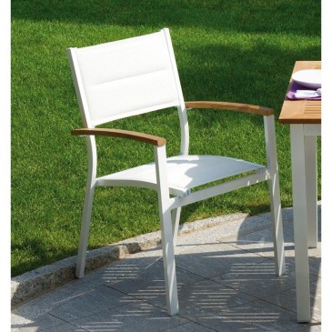Outdoor chair with stackable armrests