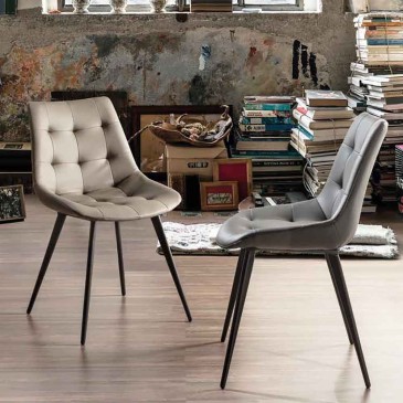 Metal chair with eco-leather covering