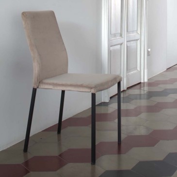 Metal chair with stain-resistant velvet covering