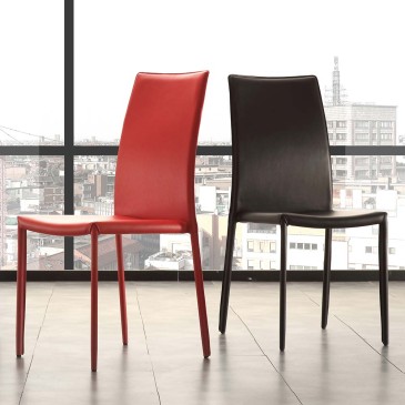 Sæt med 20 stole med metalstruktur beklædt med matchende PVC imiteret læder