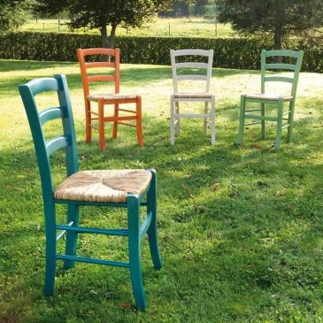 Set 20 sedie vintage in legno con sedile in paglia di riso