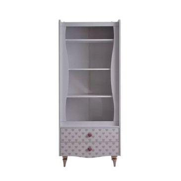 Love collection bookcase with four shelves and two drawers