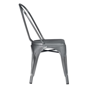 Set of 4 stackable outdoor Industry chairs in sheet metal