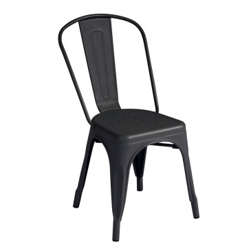 Conjunto de 4 cadeiras industriais empilháveis para exterior em chapa disponível em vários acabamentos
