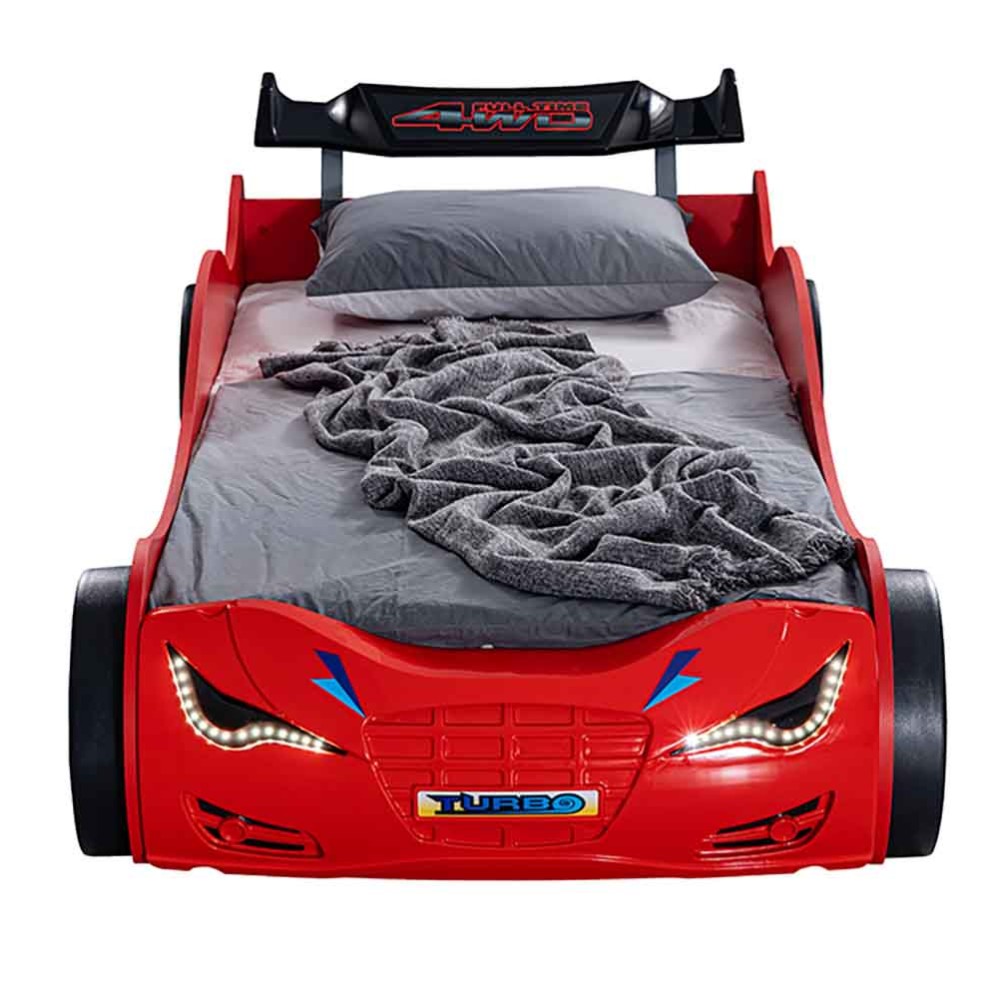 Μονό κρεβάτι σε σχήμα αυτοκινήτου κατάλληλο για παιδιά με σπορ ψυχή