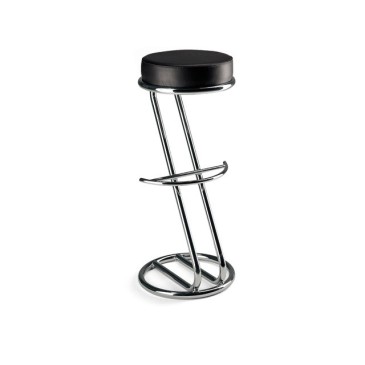 AZ anonymous stool with chromed steel structure and seat in real Italian leather