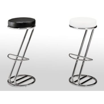 AZ stool by anonymous with chromed steel structure and seat in genuine Italian leather