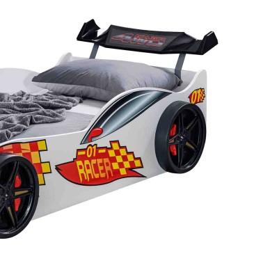 Cama de solteiro Eco Race em formato de carro adequada para crianças