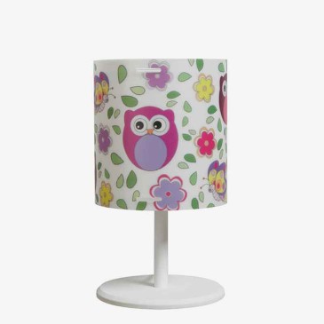Cylinder is the table lamp with cute little owls and animals