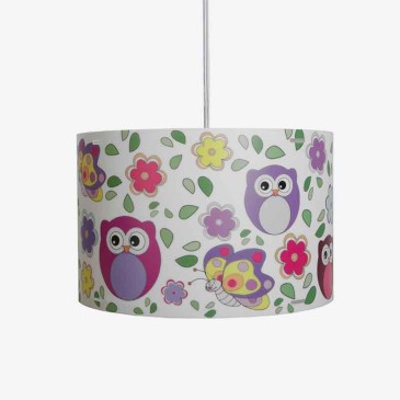Cylinder pendant lamp colored and fun for a bedroom