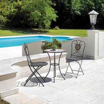 Sedia in ferro battuto da esterno per giardino o piscina