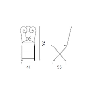 Cadeira exterior de ferro forjado para jardim ou piscina