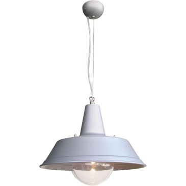 Lampe à suspension Terminal avec abat-jour en acier galvanisé et sphère de couvercle de lampe en polycarbonate