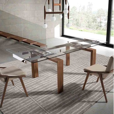 Επεκτάσιμο γυάλινο τραπέζι της Angel Cerdà κατάλληλο για σαλόνια
