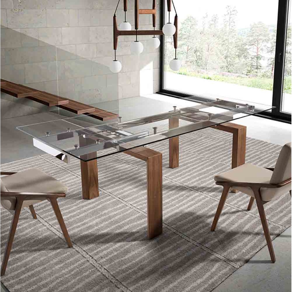 Table extensible en verre d' Angel Cerdà adaptée aux salons